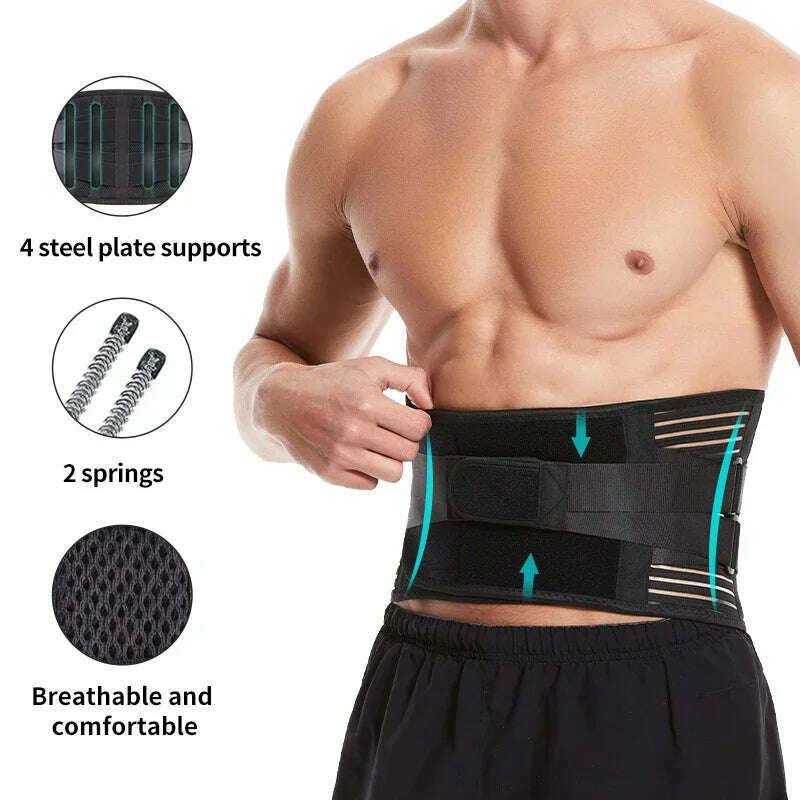 KIMLUD, Lower Back Brace Lumbar Support Pain Relief Sciatica Belt Breathable Cinta Para Coluna Lombar Adjustable Waist for Men & Women, KIMLUD Womens Clothes