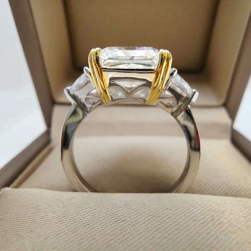 Luomansi 10*10MM Crushed Ice High Carbon Diamond Ring 100%-S925 Silver Ladies Jewelry Wedding Party Crystal Gift - KIMLUD