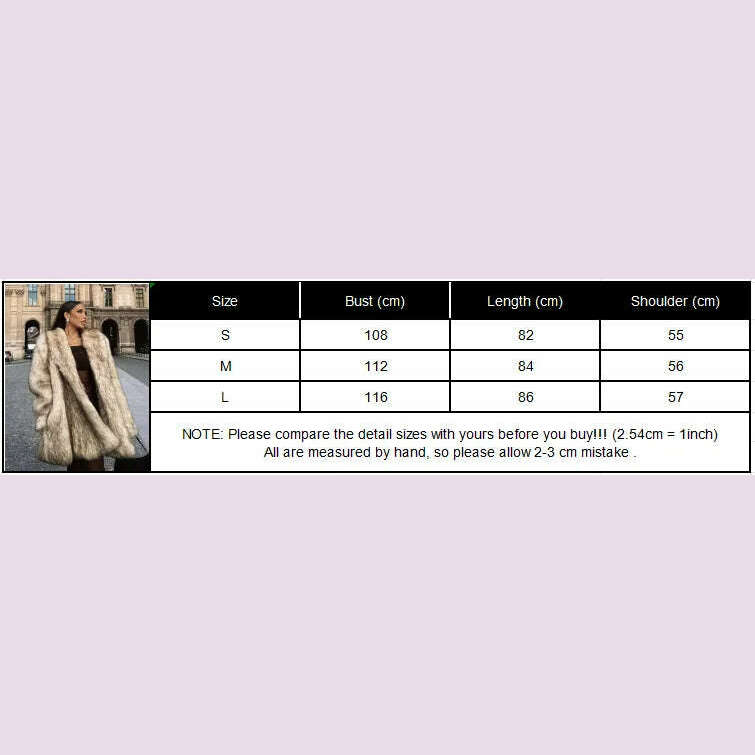 KIMLUD, Luxurious Fashion Lapel Faux Fur Midi Coat Women Street Long Sleeve Oversize Cardigan Jacket Winter Thick Warm Female Outerwear, KIMLUD Womens Clothes