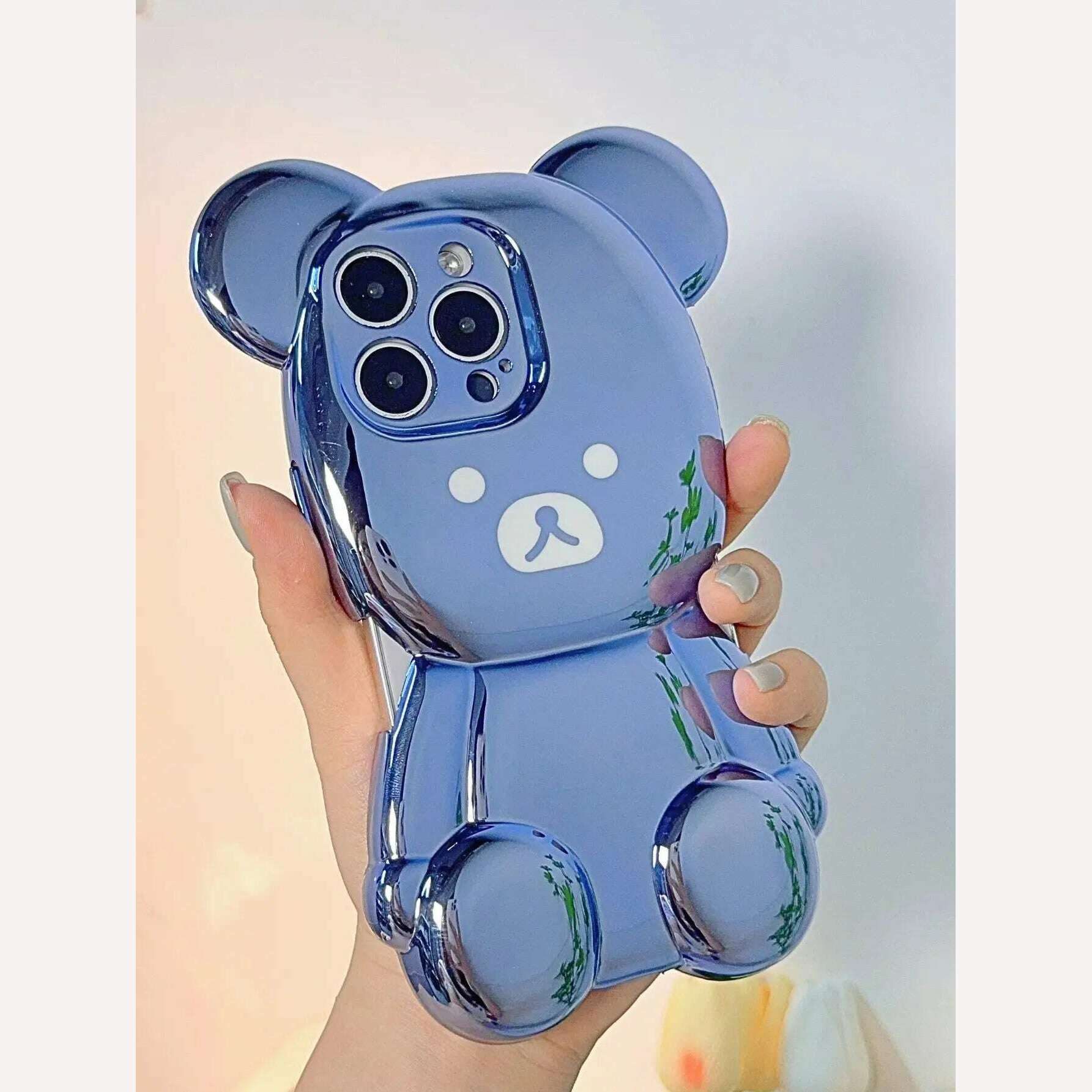 KIMLUD, Luxury 3D Electroplated Case for iPhone 15 Pro Max 13 Pro Silicone Cute Bears Plated Phone Cover for iPhone 11 15 12 14 Pro, KIMLUD Womens Clothes