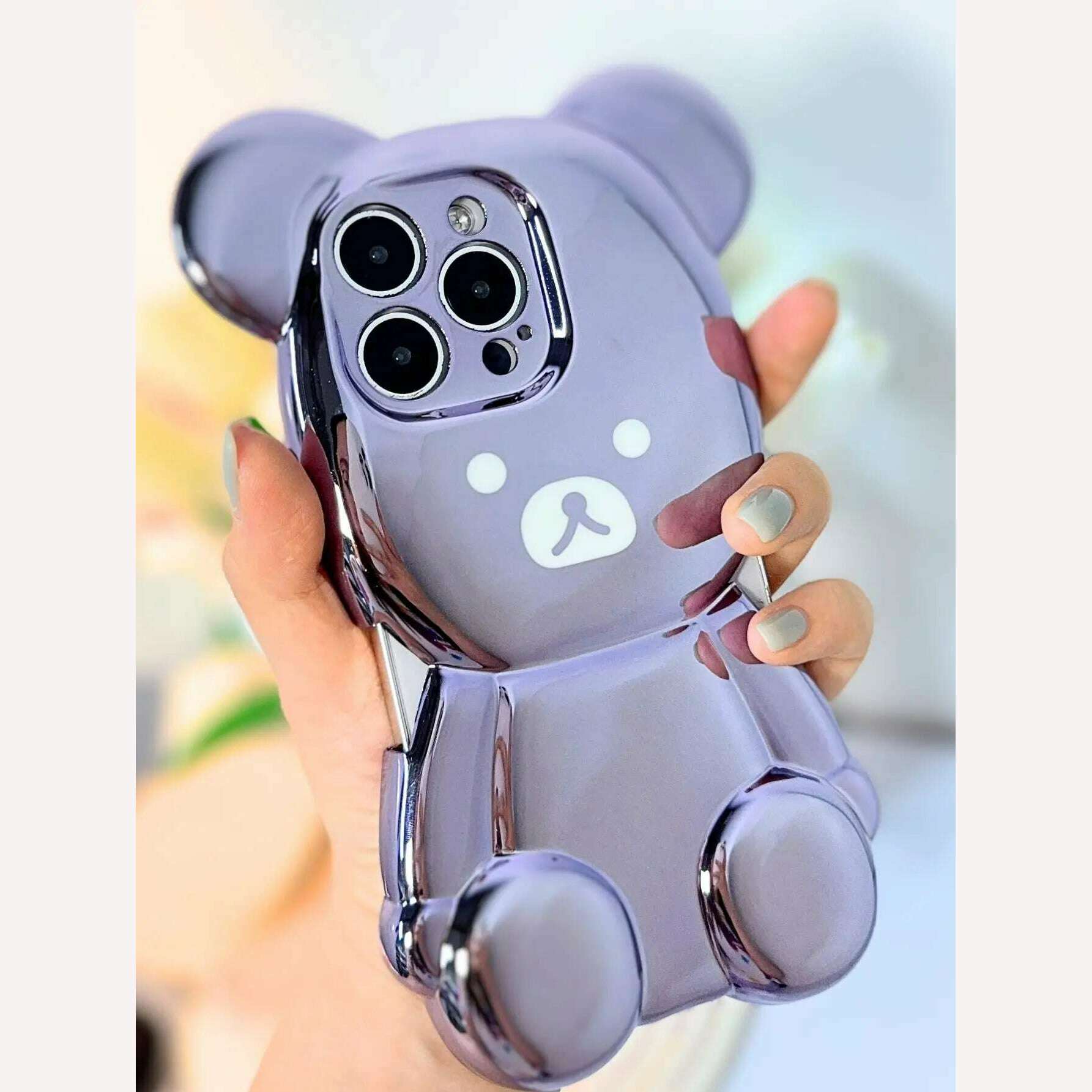 KIMLUD, Luxury 3D Electroplated Case for iPhone 15 Pro Max 13 Pro Silicone Cute Bears Plated Phone Cover for iPhone 11 15 12 14 Pro, KIMLUD Womens Clothes