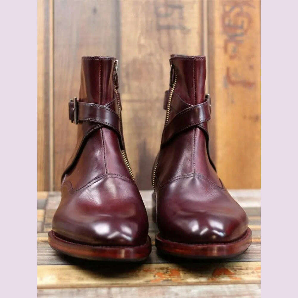 KIMLUD, Luxury Business Men Pointed Toe Cowhide Genuine Leather Work Boots Motorcycle Riding Ankle Boots Safety Shoes Customized 15 Days, KIMLUD Womens Clothes