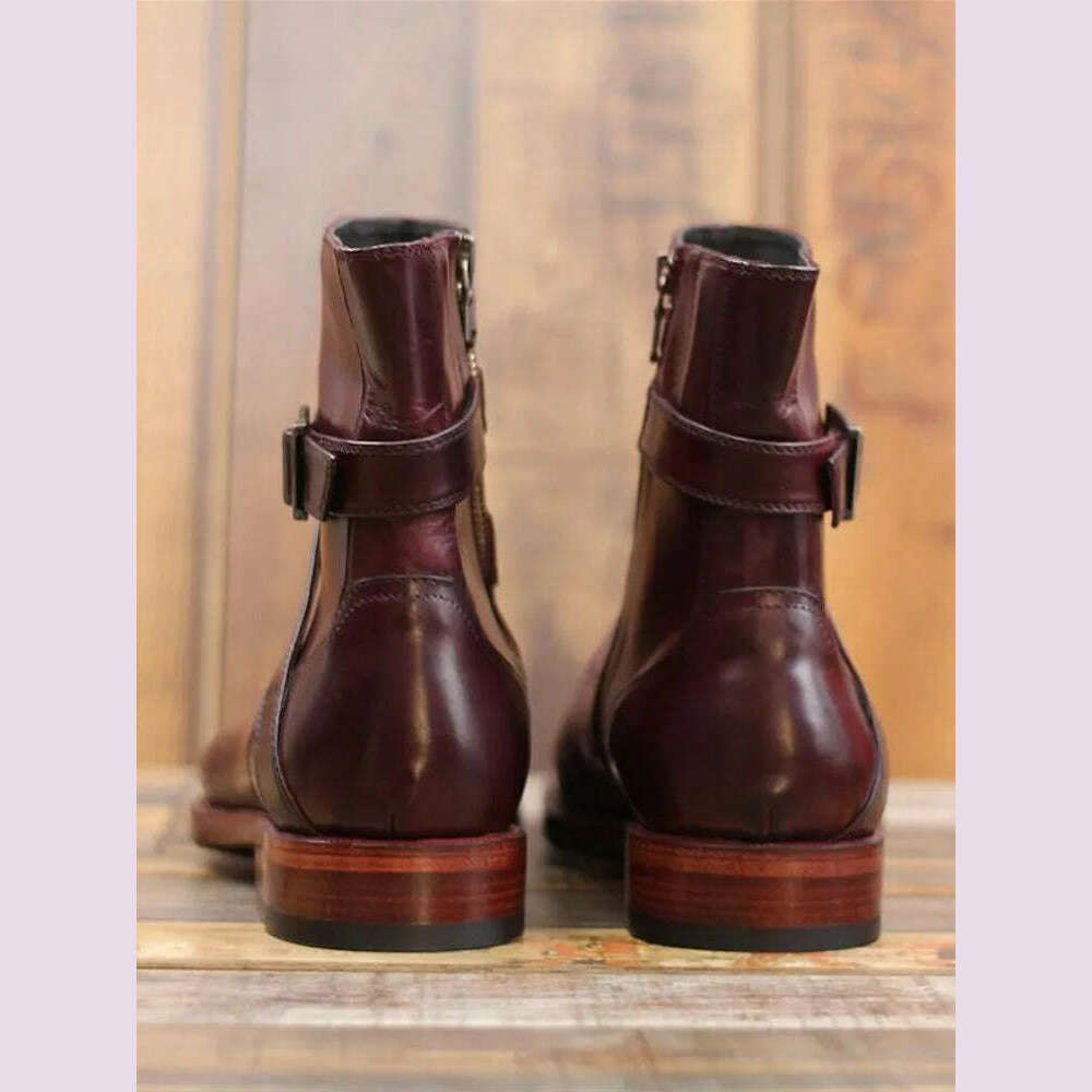 KIMLUD, Luxury Business Men Pointed Toe Cowhide Genuine Leather Work Boots Motorcycle Riding Ankle Boots Safety Shoes Customized 15 Days, KIMLUD Womens Clothes
