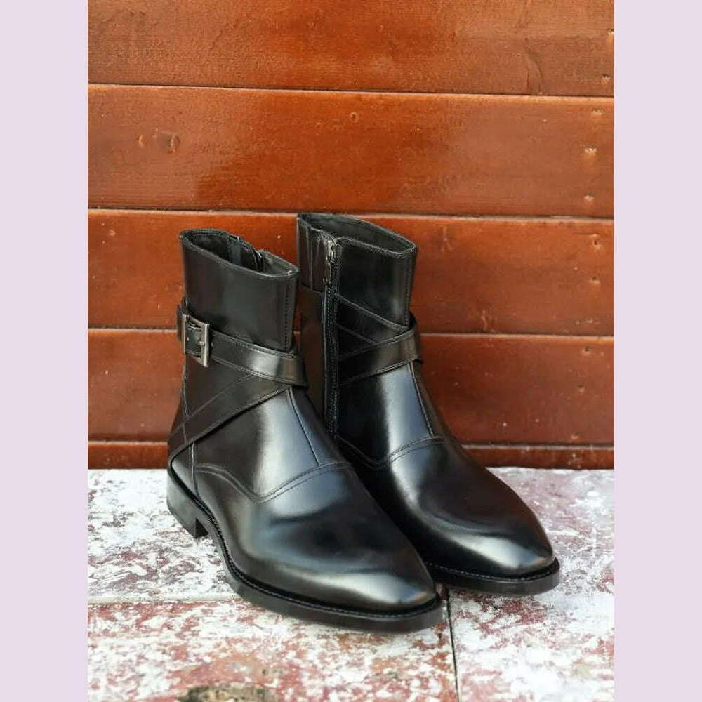 KIMLUD, Luxury Business Men Pointed Toe Cowhide Genuine Leather Work Boots Motorcycle Riding Ankle Boots Safety Shoes Customized 15 Days, KIMLUD Womens Clothes
