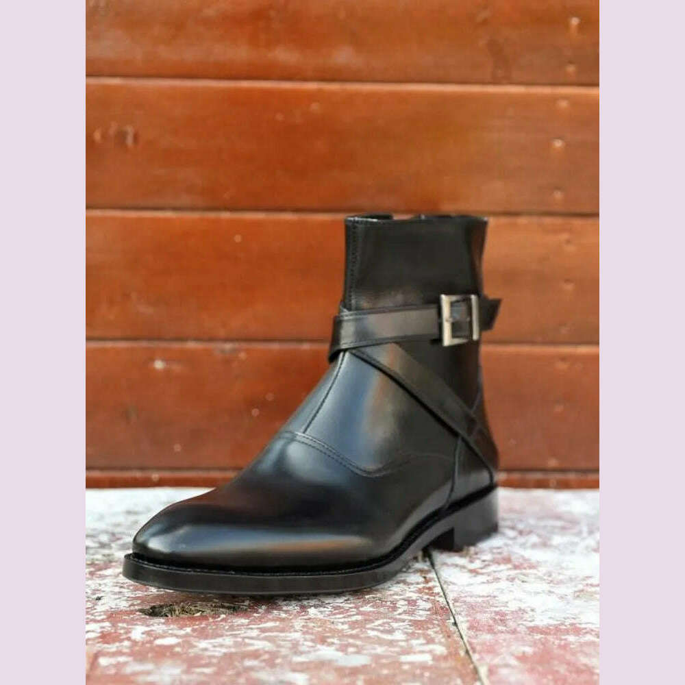 KIMLUD, Luxury Business Men Pointed Toe Cowhide Genuine Leather Work Boots Motorcycle Riding Ankle Boots Safety Shoes Customized 15 Days, KIMLUD Womens Clothes