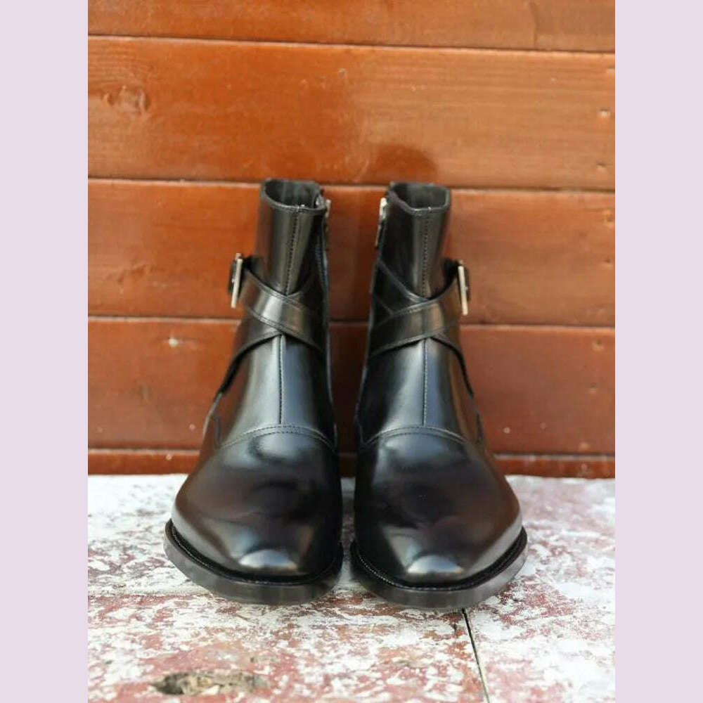 KIMLUD, Luxury Business Men Pointed Toe Cowhide Genuine Leather Work Boots Motorcycle Riding Ankle Boots Safety Shoes Customized 15 Days, KIMLUD Womens Clothes