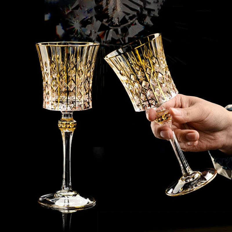 Luxury Crystal Wine Glasses Gold Foil Crystal Shot Glasses Champagne Glasses Wine Goblet Water Cup for Bar Wedding Party Glass - KIMLUD