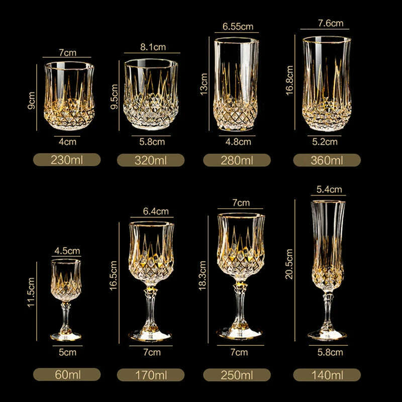 Luxury Crystal Wine Glasses Gold Foil Crystal Shot Glasses Champagne Glasses Wine Goblet Water Cup for Bar Wedding Party Glass - KIMLUD