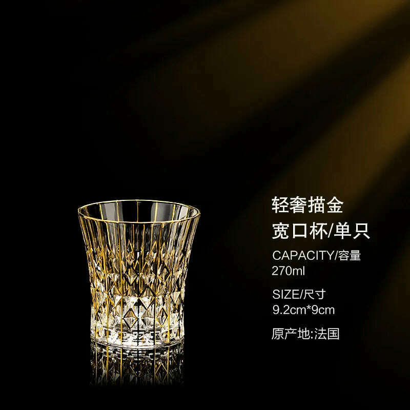 Luxury Crystal Wine Glasses Gold Foil Crystal Shot Glasses Champagne Glasses Wine Goblet Water Cup for Bar Wedding Party Glass - KIMLUD