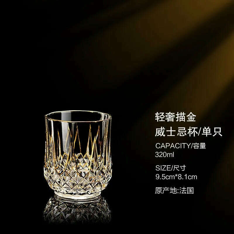 Luxury Crystal Wine Glasses Gold Foil Crystal Shot Glasses Champagne Glasses Wine Goblet Water Cup for Bar Wedding Party Glass - KIMLUD