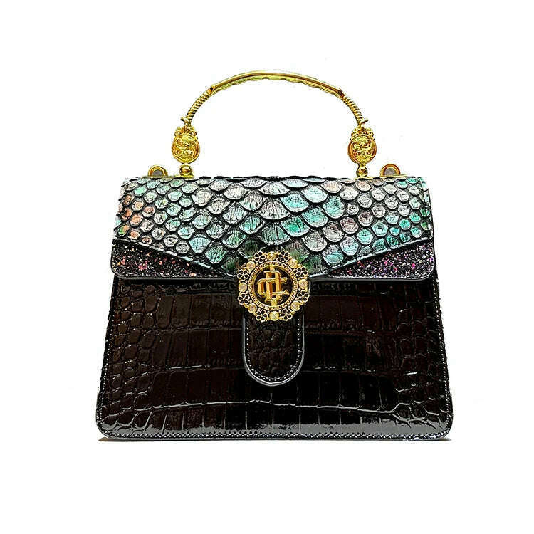 Luxury Designer Brand New High Quality Fashion Dragon Scale Crocodile Cowhide Handbag for Women Shoulder Crossbody Bag Hot Sale - KIMLUD