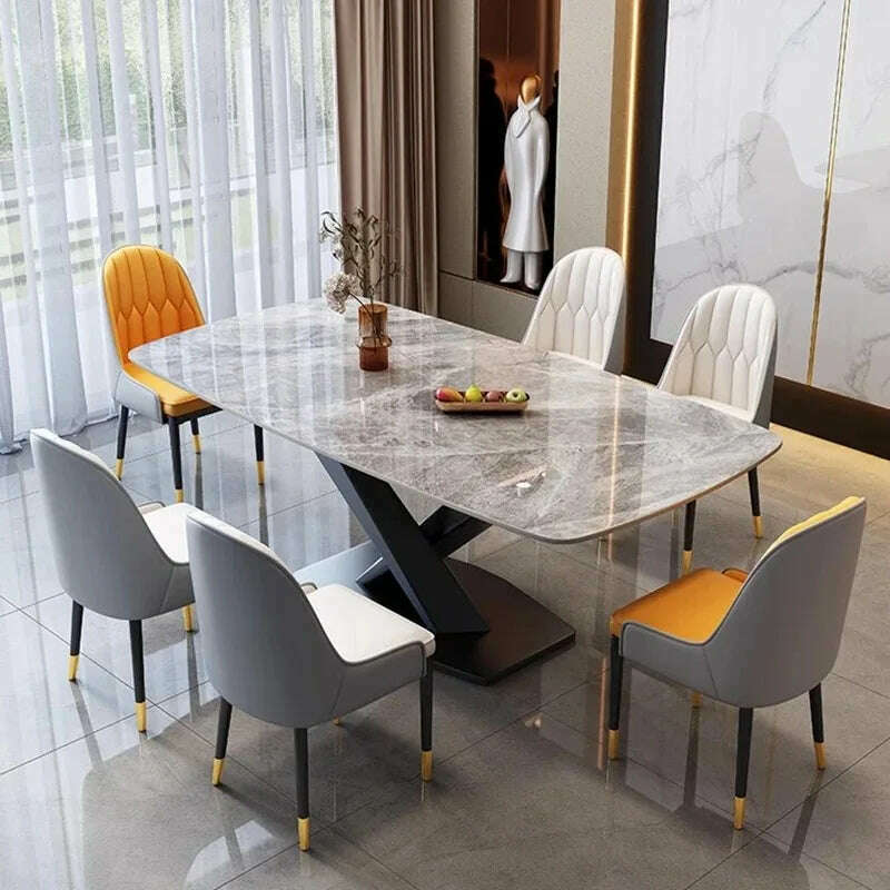 KIMLUD, Luxury Dinning Table Kitchen Marble Balcony Dinner Dinner Table Coffee Mesa Lateral Comedor Dining Room Table And Chairs Set, KIMLUD Womens Clothes