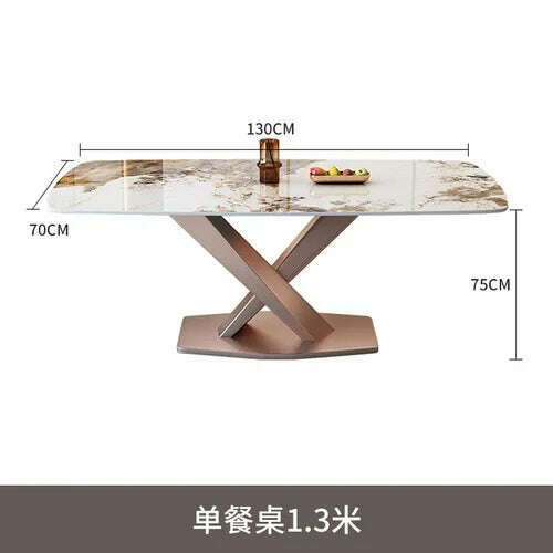 KIMLUD, Luxury Dinning Table Kitchen Marble Balcony Dinner Dinner Table Coffee Mesa Lateral Comedor Dining Room Table And Chairs Set, 130X70X75cm, KIMLUD APPAREL - Womens Clothes