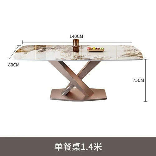 KIMLUD, Luxury Dinning Table Kitchen Marble Balcony Dinner Dinner Table Coffee Mesa Lateral Comedor Dining Room Table And Chairs Set, 140X80X75cm, KIMLUD APPAREL - Womens Clothes