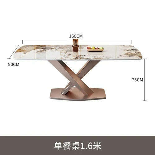 KIMLUD, Luxury Dinning Table Kitchen Marble Balcony Dinner Dinner Table Coffee Mesa Lateral Comedor Dining Room Table And Chairs Set, 160X90X75cm, KIMLUD APPAREL - Womens Clothes