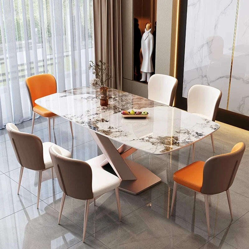 KIMLUD, Luxury Dinning Table Modern Marble Balcony Dinner Kitchen Table Coffee Mesa Lateral Muebles Dining Room Table And Chairs Set, KIMLUD Womens Clothes