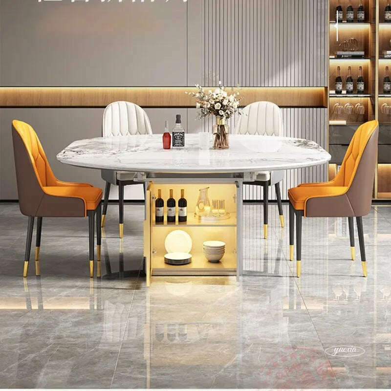 KIMLUD, Luxury Extendable Dining Table Nordic Modern Living Room Dining Table Minimalist Design Mesa De Comedor Kitchen Furniture, KIMLUD Womens Clothes