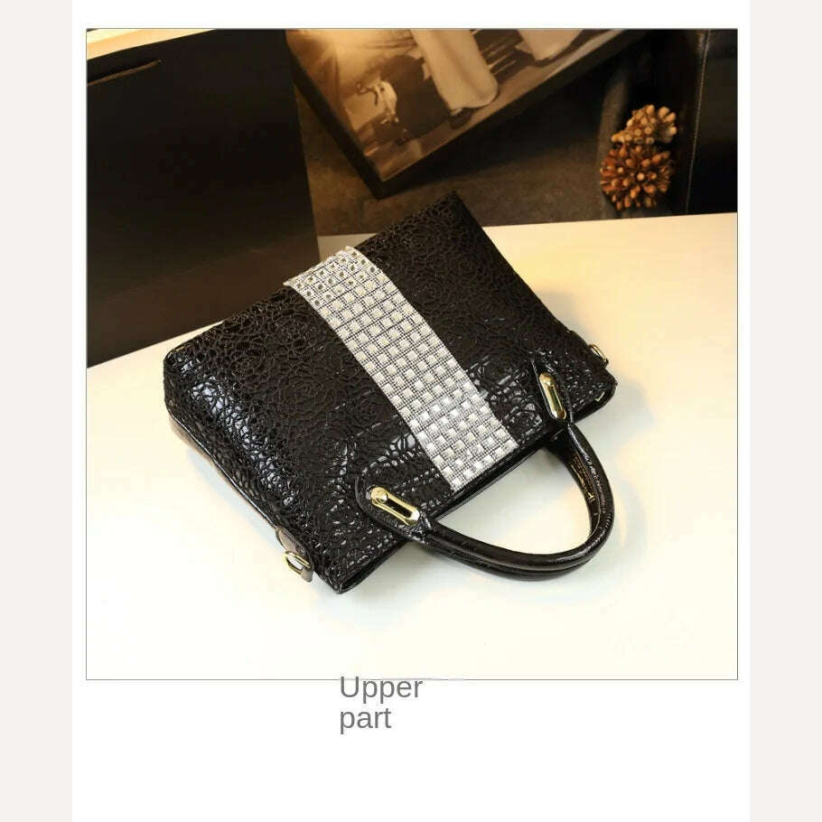 KIMLUD, Luxury fashion diamonds Women's handbag large capacity briefcase laptop bag ladies Lace bag new female Shoulder messenger bags, KIMLUD Womens Clothes