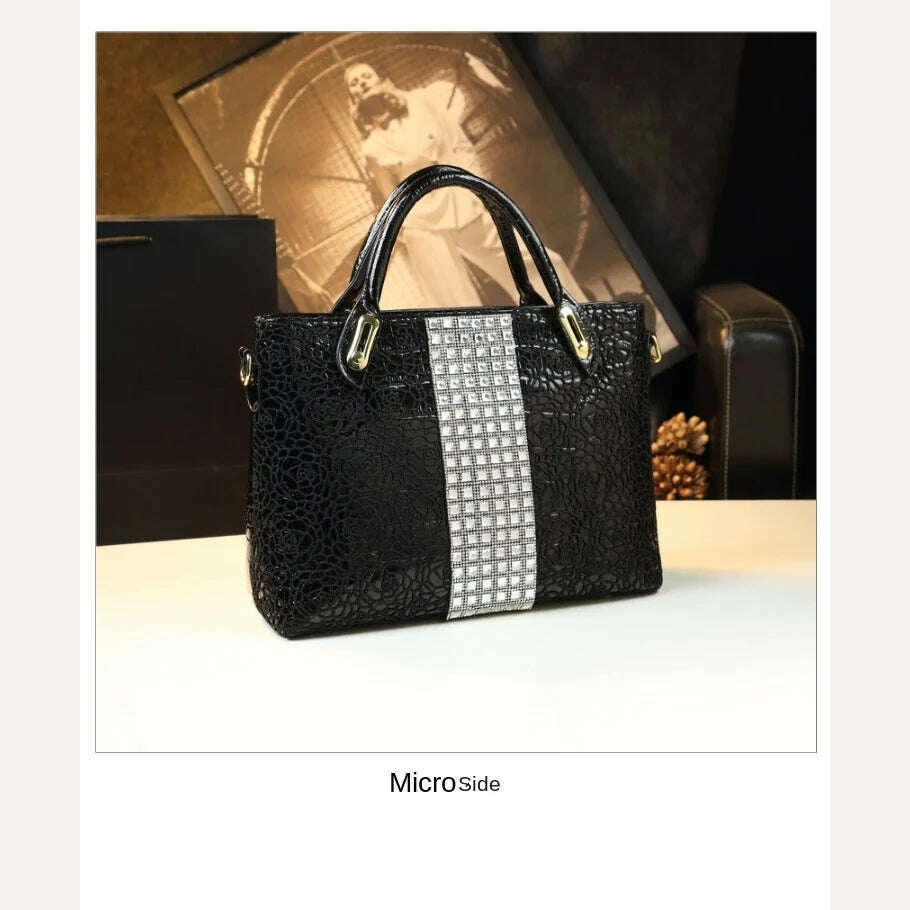 KIMLUD, Luxury fashion diamonds Women's handbag large capacity briefcase laptop bag ladies Lace bag new female Shoulder messenger bags, KIMLUD Womens Clothes