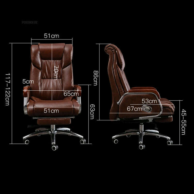 Luxury High Back Office Chairs with Massage Comfortable Ergonomic Recliner Home Office Boss Chairs High-end Lifting Swivel Chair - KIMLUD