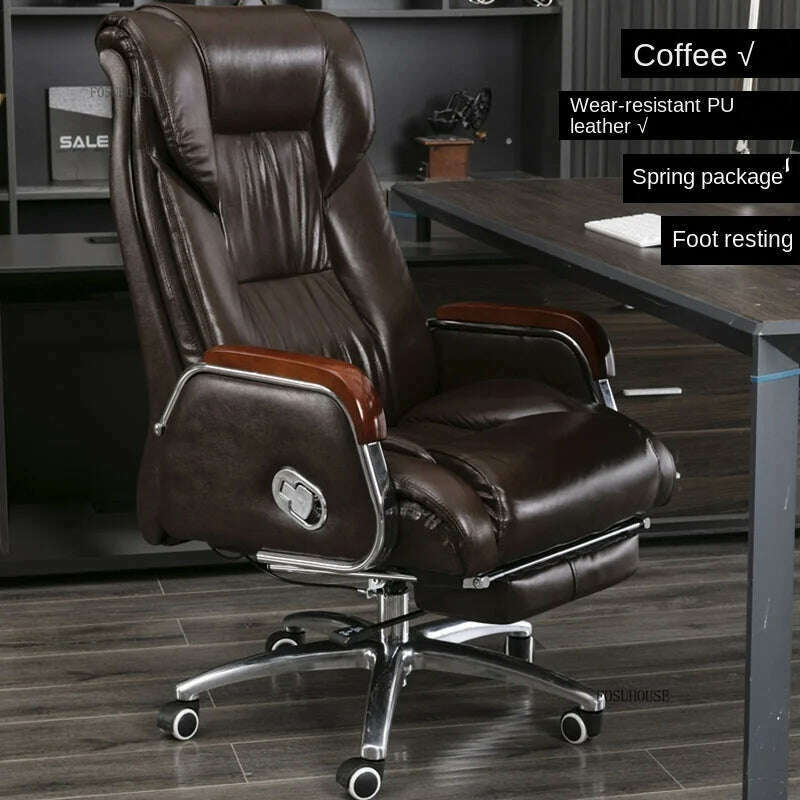 Luxury High Back Office Chairs with Massage Comfortable Ergonomic Recliner Home Office Boss Chairs High-end Lifting Swivel Chair - KIMLUD