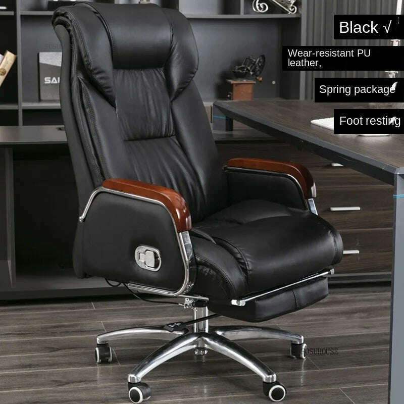 Luxury High Back Office Chairs with Massage Comfortable Ergonomic Recliner Home Office Boss Chairs High-end Lifting Swivel Chair - KIMLUD