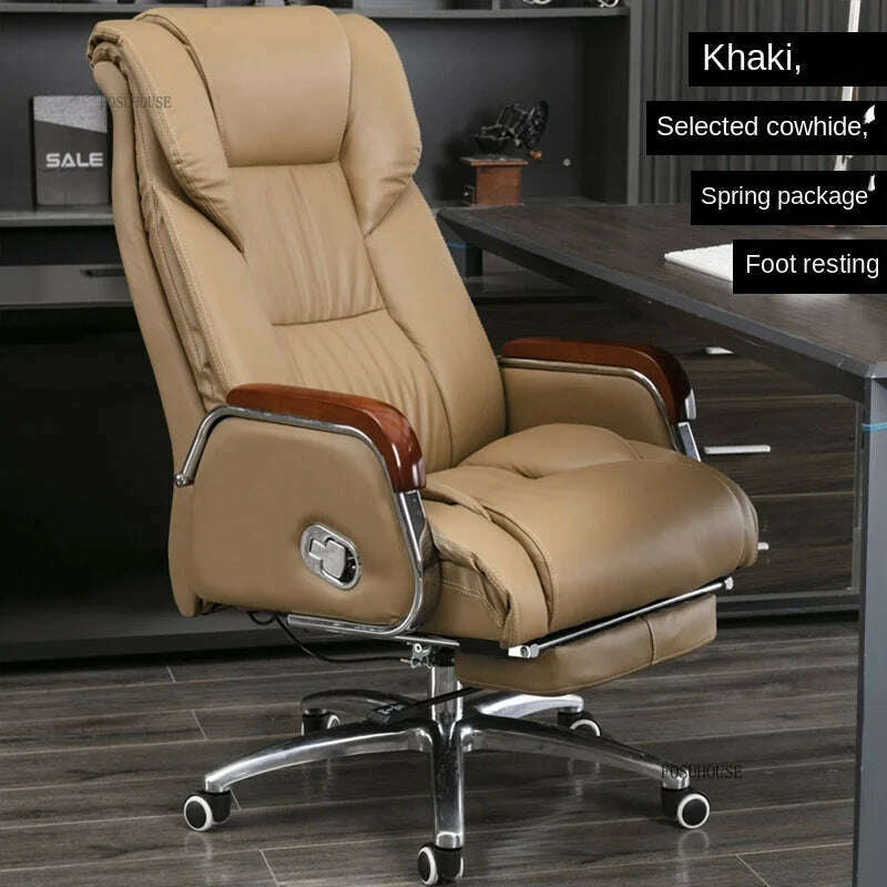 Luxury High Back Office Chairs with Massage Comfortable Ergonomic Recliner Home Office Boss Chairs High-end Lifting Swivel Chair - KIMLUD