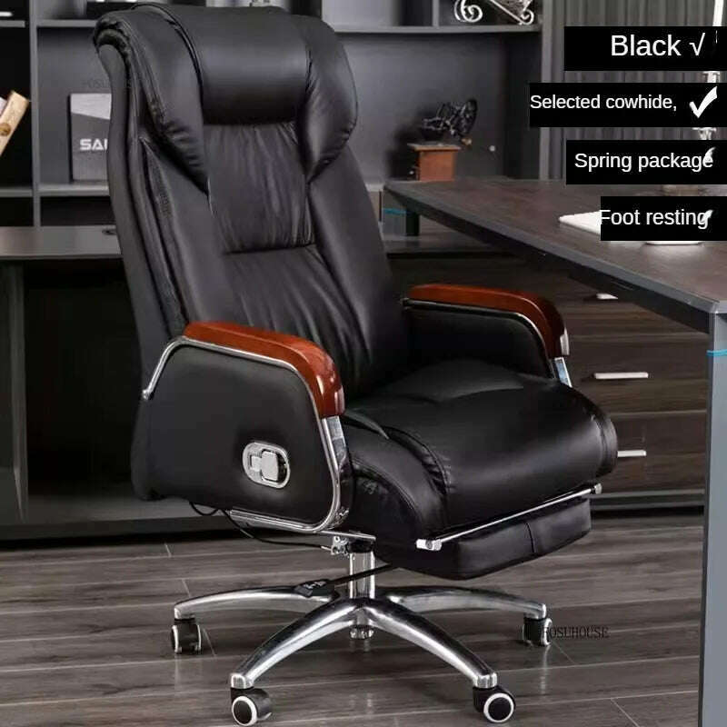 Luxury High Back Office Chairs with Massage Comfortable Ergonomic Recliner Home Office Boss Chairs High-end Lifting Swivel Chair - KIMLUD