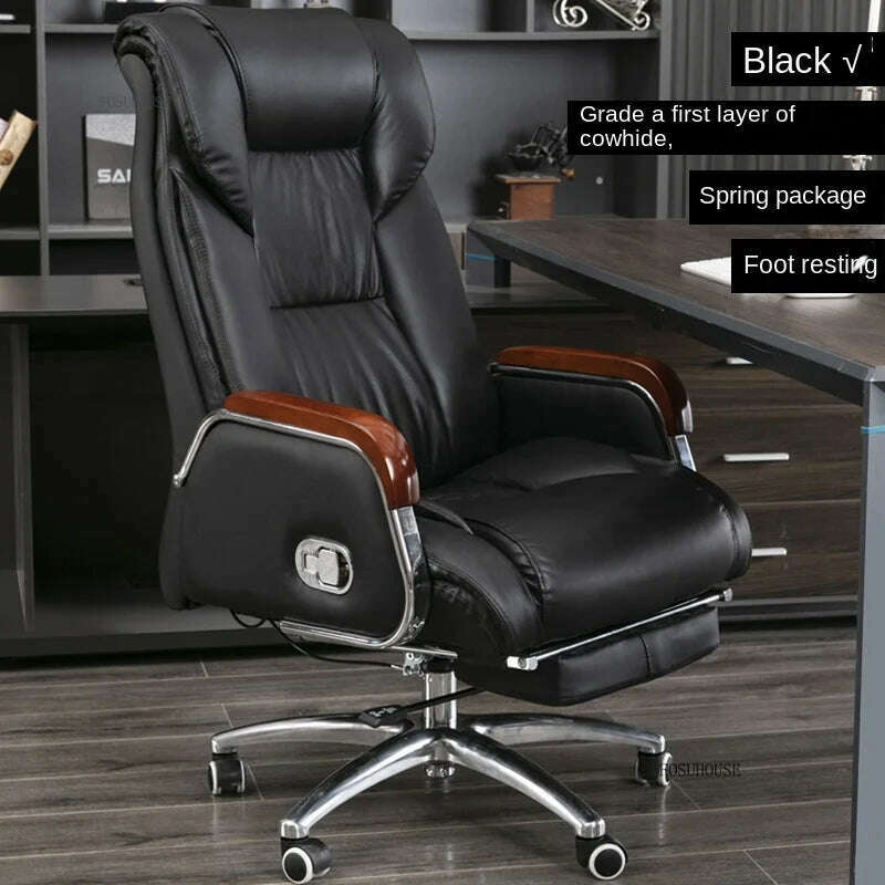 Luxury High Back Office Chairs with Massage Comfortable Ergonomic Recliner Home Office Boss Chairs High-end Lifting Swivel Chair - KIMLUD