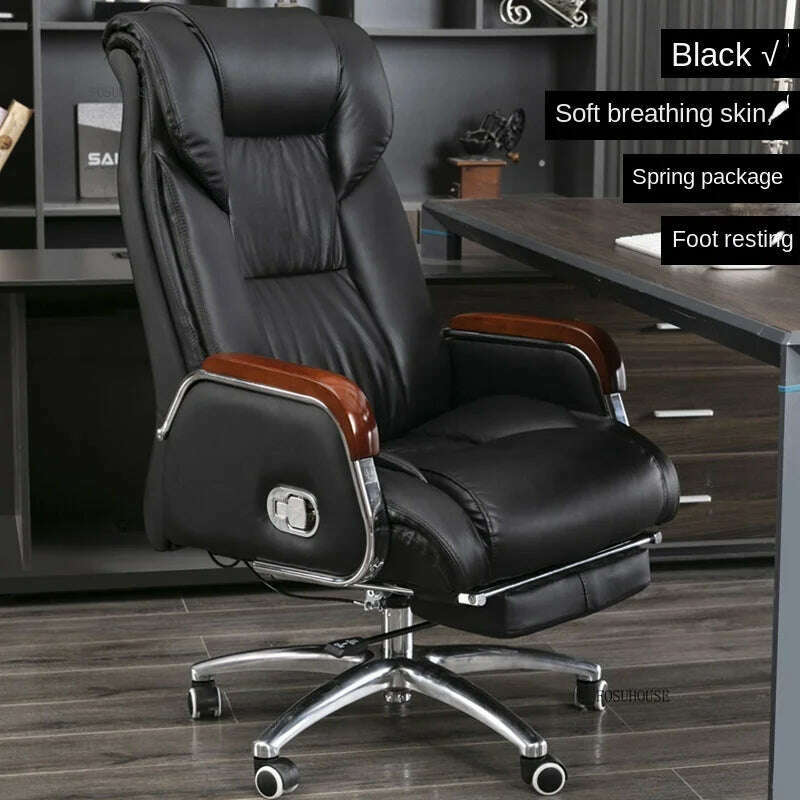 Luxury High Back Office Chairs with Massage Comfortable Ergonomic Recliner Home Office Boss Chairs High-end Lifting Swivel Chair - KIMLUD