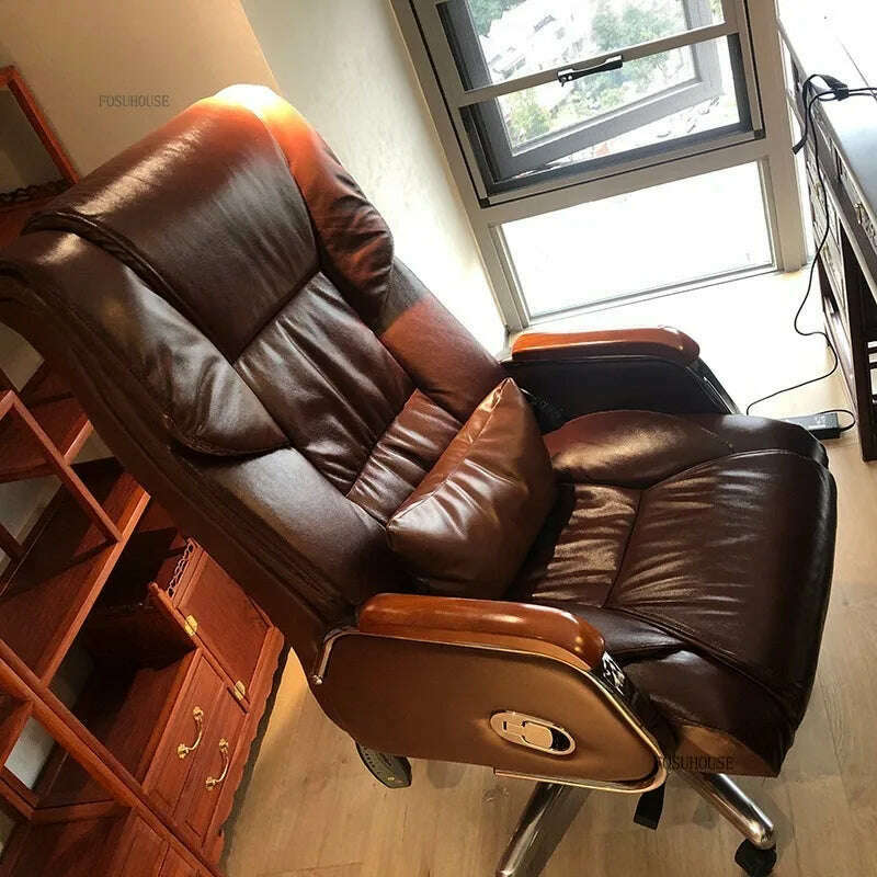 Luxury High Back Office Chairs with Massage Comfortable Ergonomic Recliner Home Office Boss Chairs High-end Lifting Swivel Chair - KIMLUD