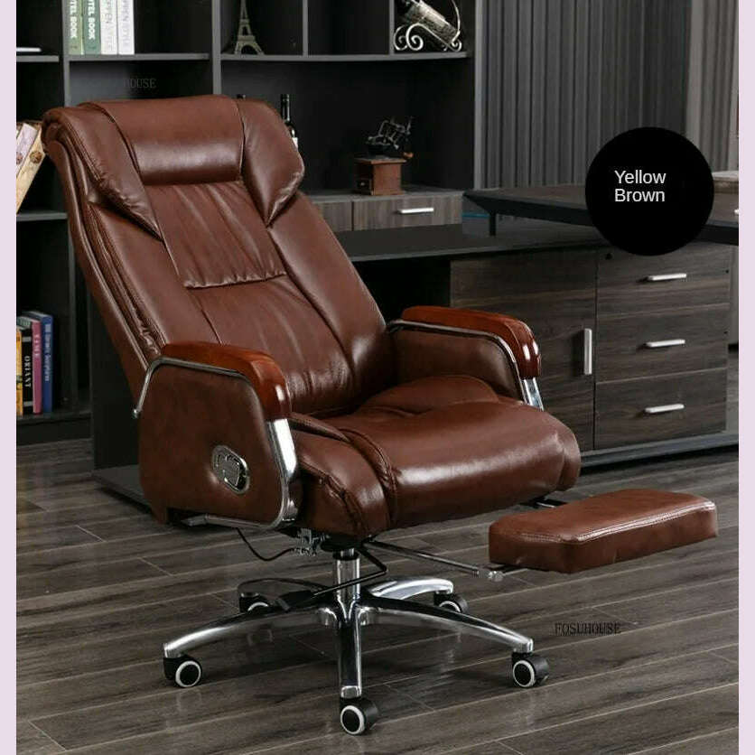 Luxury High Back Office Chairs with Massage Comfortable Ergonomic Recliner Home Office Boss Chairs High-end Lifting Swivel Chair - KIMLUD