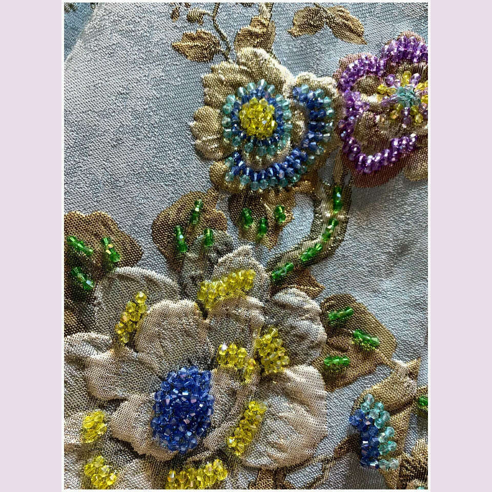 Luxury Lady Vintage Autumn Embroidery Jacket Women Floral Beading Long Coat Covered Button Outwear Trench O-neck - KIMLUD