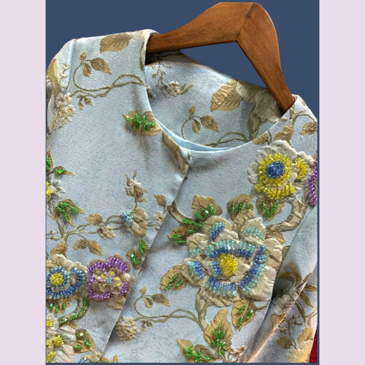 Luxury Lady Vintage Autumn Embroidery Jacket Women Floral Beading Long Coat Covered Button Outwear Trench O-neck - KIMLUD