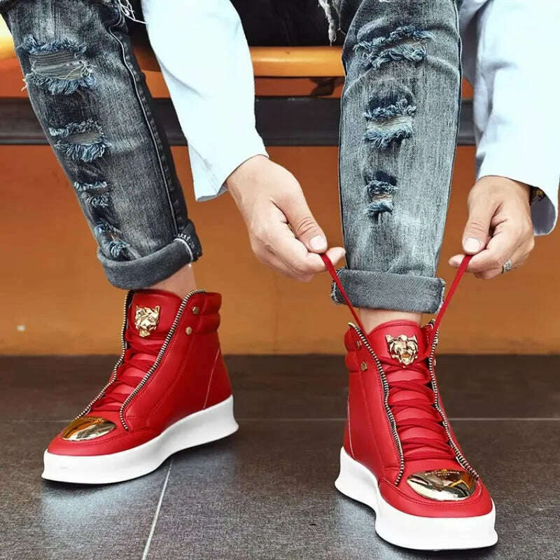 KIMLUD, Luxury Mens Sneaker Fashion High Top Casual Boot Hip Hop Streetwear Skateboard Shoes for Men Leather Ankle Boots Tenis Masculino, KIMLUD Womens Clothes