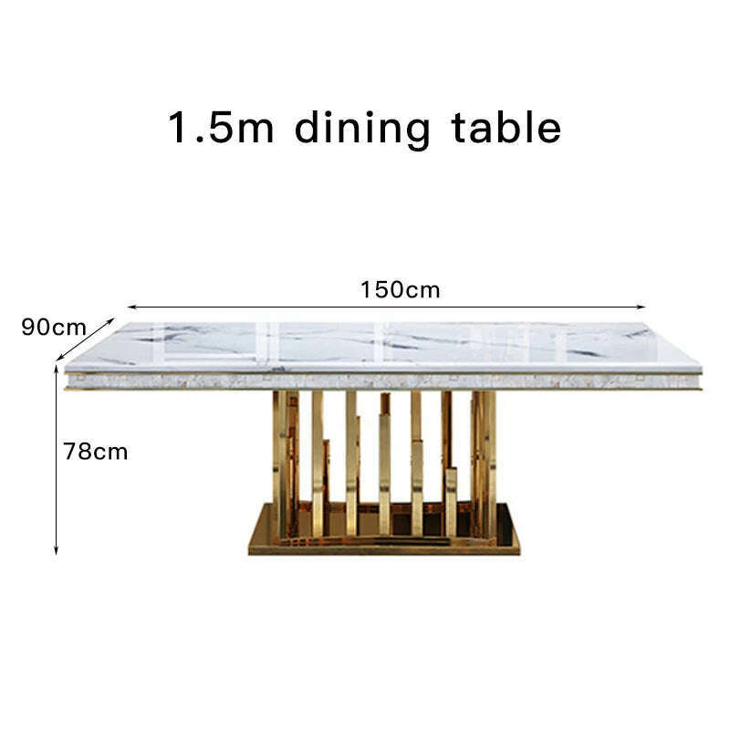 KIMLUD, Luxury Modern Dining Table Chair Marble Desk Mobile Kitchen Tables Console Dining Table Mobile Table A Manger Home Furnitures, 1.5m Table, KIMLUD Womens Clothes