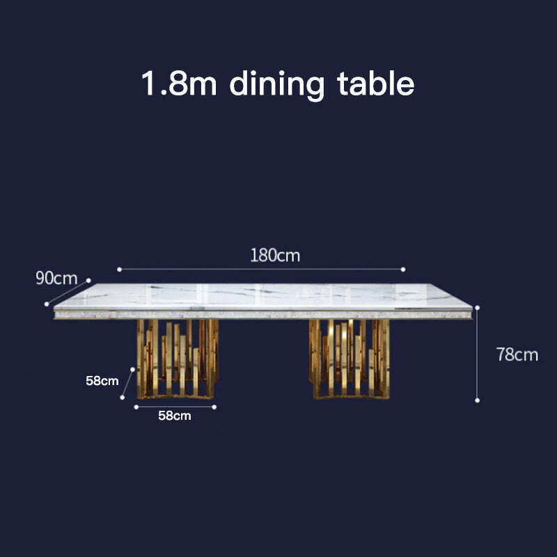 KIMLUD, Luxury Modern Dining Table Chair Marble Desk Mobile Kitchen Tables Console Dining Table Mobile Table A Manger Home Furnitures, 1.8m Table, KIMLUD Womens Clothes