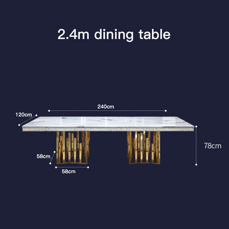 KIMLUD, Luxury Modern Dining Table Chair Marble Desk Mobile Kitchen Tables Console Dining Table Mobile Table A Manger Home Furnitures, 2.4m Table, KIMLUD APPAREL - Womens Clothes
