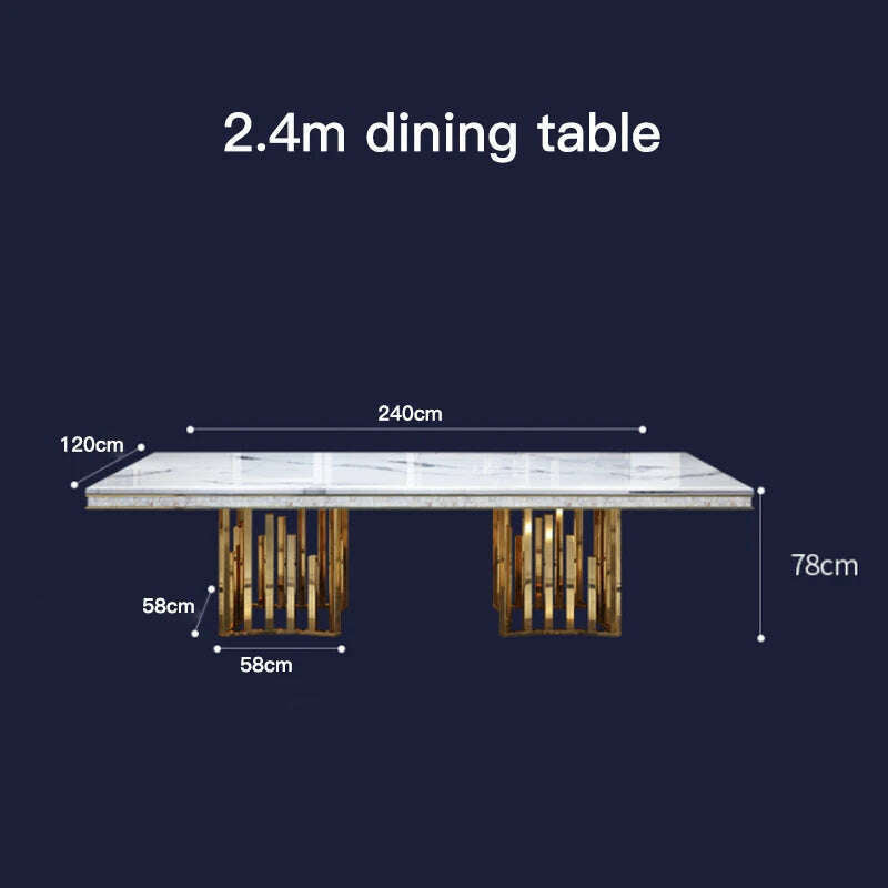 KIMLUD, Luxury Modern Dining Table Chair Marble Desk Mobile Kitchen Tables Console Dining Table Mobile Table A Manger Home Furnitures, 2.4m Table, KIMLUD Womens Clothes
