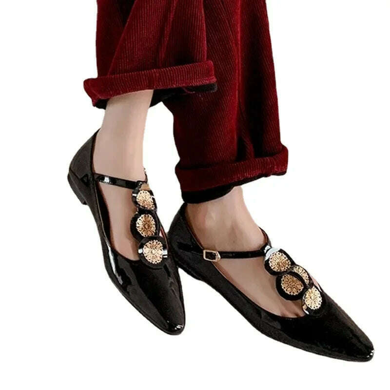 KIMLUD, Luxury Rome Shoes Women Elegant Shallow Shoes Summer 2024 Pointed Toe Retro Shoes Designer Dress Walking Flats Mujer Zapatillas, KIMLUD Womens Clothes
