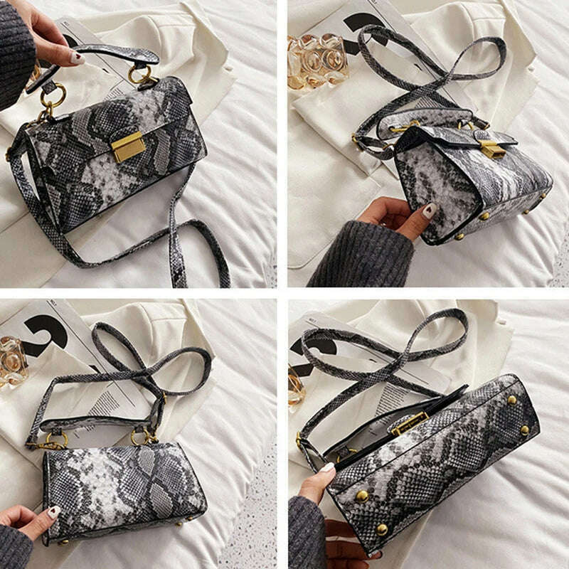 KIMLUD, Luxury Shoulder Bags for Women 2023 New Designer Handbag Fashion Snakeskin Leather Crossbody Bags Fashion Travel Messenger Bags, KIMLUD Womens Clothes