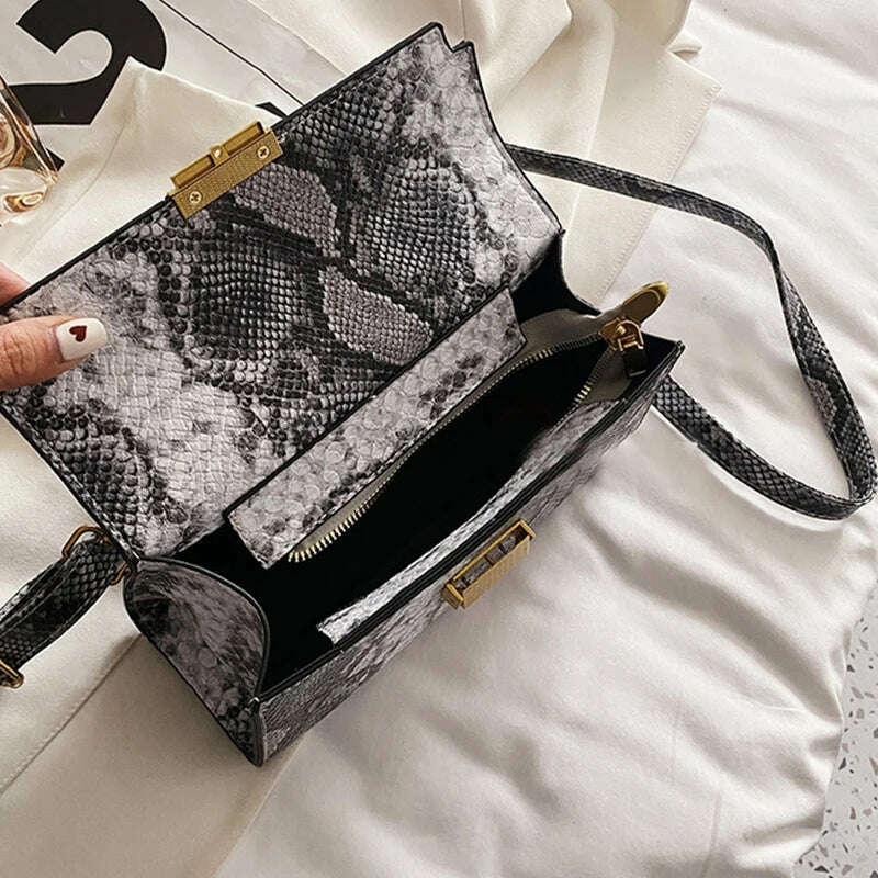 KIMLUD, Luxury Shoulder Bags for Women 2023 New Designer Handbag Fashion Snakeskin Leather Crossbody Bags Fashion Travel Messenger Bags, KIMLUD Womens Clothes