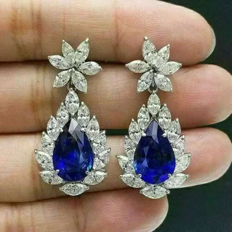 KIMLUD, Luxury Square Purple Cubic Zirconia Crystal Earrings for Women New FashionExquisite Fashion Gold Color Dangle Wedding Jewelry, E2215 Earrings, KIMLUD APPAREL - Womens Clothes