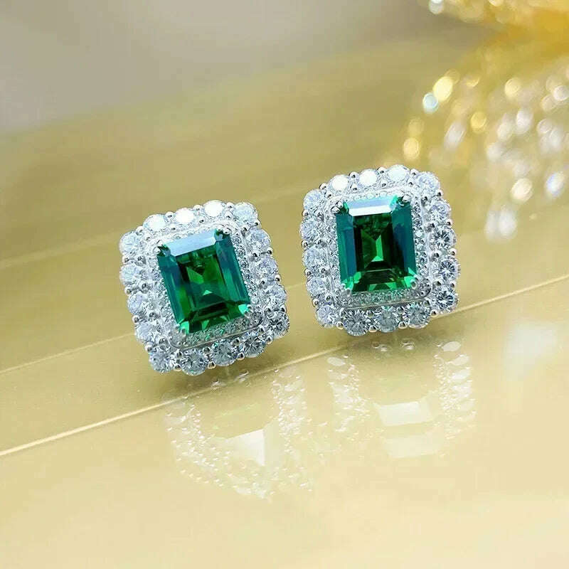 KIMLUD, Luxury Square Purple Cubic Zirconia Crystal Earrings for Women New FashionExquisite Fashion Gold Color Dangle Wedding Jewelry, E2502 Earrings, KIMLUD APPAREL - Womens Clothes