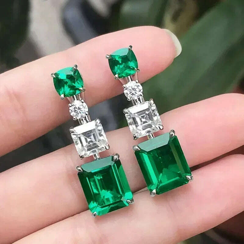 KIMLUD, Luxury Square Purple Cubic Zirconia Crystal Earrings for Women New FashionExquisite Fashion Gold Color Dangle Wedding Jewelry, E747 Earrings, KIMLUD APPAREL - Womens Clothes
