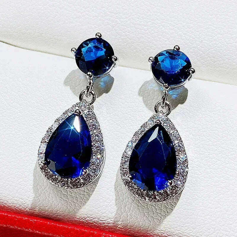 KIMLUD, Luxury Square Purple Cubic Zirconia Crystal Earrings for Women New FashionExquisite Fashion Gold Color Dangle Wedding Jewelry, E1356 Earrings, KIMLUD APPAREL - Womens Clothes