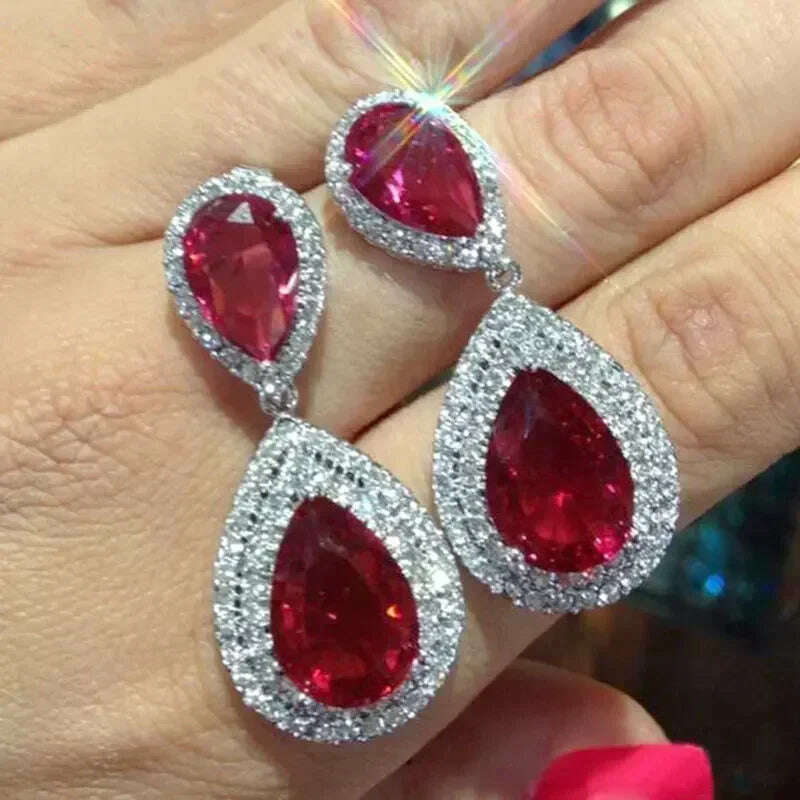 KIMLUD, Luxury Square Purple Cubic Zirconia Crystal Earrings for Women New FashionExquisite Fashion Gold Color Dangle Wedding Jewelry, E2203, KIMLUD APPAREL - Womens Clothes