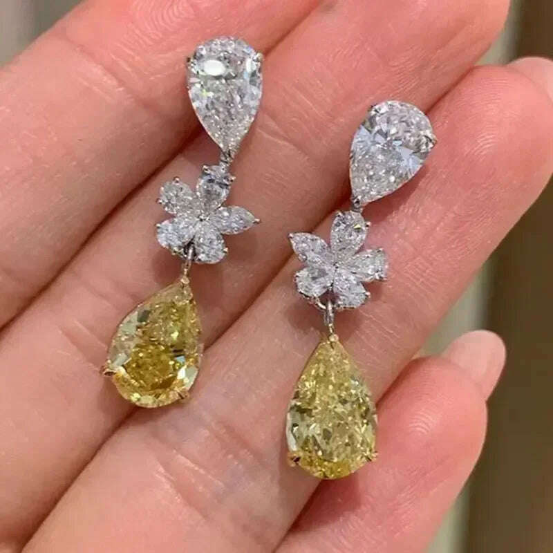 KIMLUD, Luxury Square Purple Cubic Zirconia Crystal Earrings for Women New FashionExquisite Fashion Gold Color Dangle Wedding Jewelry, E2175, KIMLUD APPAREL - Womens Clothes