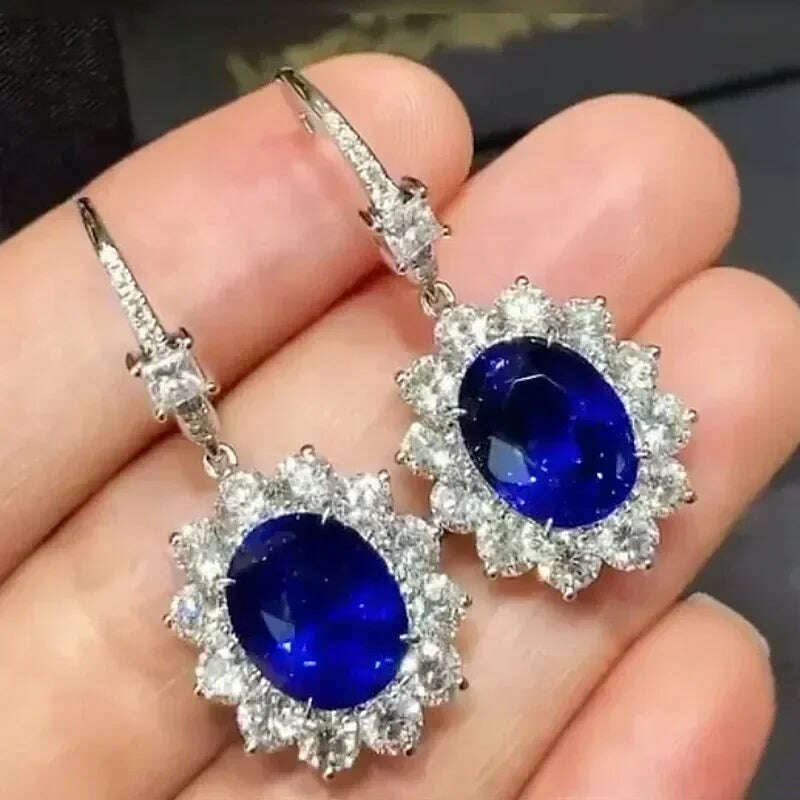 KIMLUD, Luxury Square Purple Cubic Zirconia Crystal Earrings for Women New FashionExquisite Fashion Gold Color Dangle Wedding Jewelry, E1716, KIMLUD APPAREL - Womens Clothes