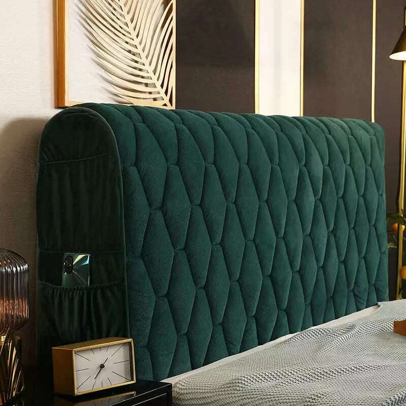 KIMLUD, Luxury Thicken Velvet Quilted Headboard Cover Solid Color High Grade All-inclusive Bedside Cover Soft Plush Bed Head Cover, KIMLUD Womens Clothes